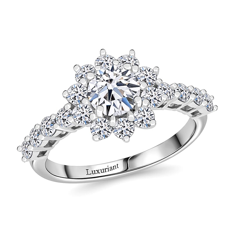 Luxuriant Lab Grown Diamond VS Ring in Platinum Over Sterling Silver (Size 6.0) 1.50 ctw