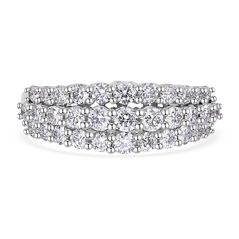 Luxuriant Lab Grown Diamond G-H SI Ring in Platinum Over Sterling Silver (Size 10.0) 1.50 ctw