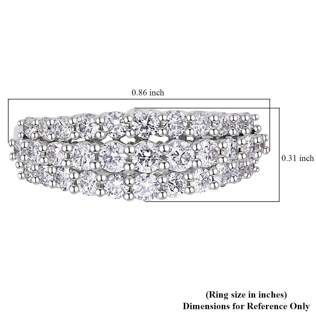Luxuriant Lab Grown Diamond G-H SI Ring in Platinum Over Sterling Silver (Size 10.0) 1.50 ctw