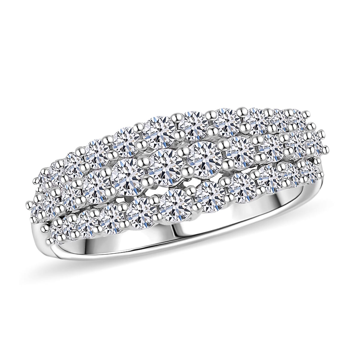 Lab Grown Diamond (G-H, SI) Ring in Platinum Over Sterling Silver (Size 10.0) 1.50 ctw