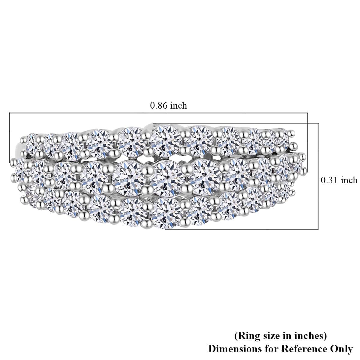 Luxuriant Lab Grown Diamond G-H SI Ring in Platinum Over Sterling Silver (Size 8.0) 1.50 ctw image number 5