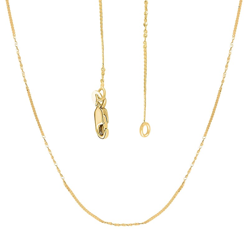Italian Fiocco & Flat Link Chain Necklace in 10K Yellow Gold 1.35 Grams 20 Inches
