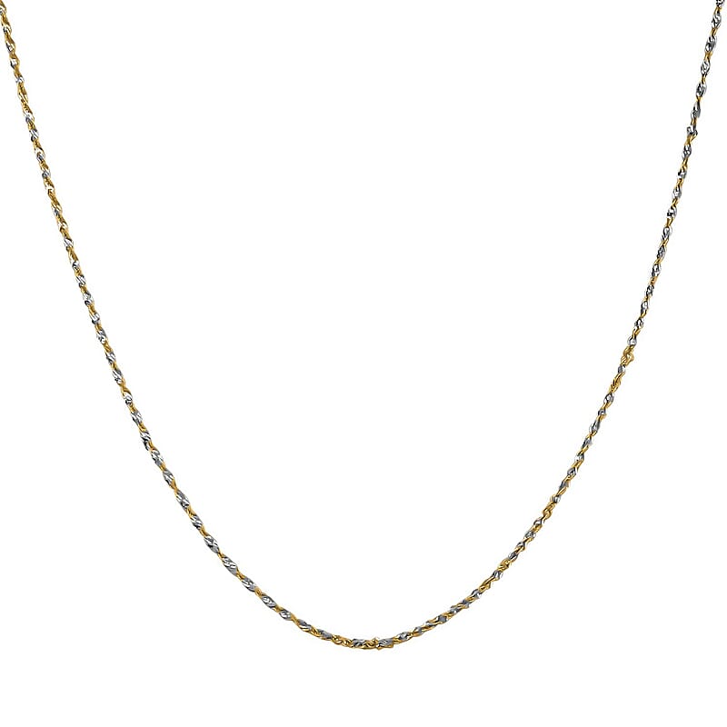 Spirali Singapore Italian 10K Yellow and White Gold Necklace 20 Inches 1.60 Grams
