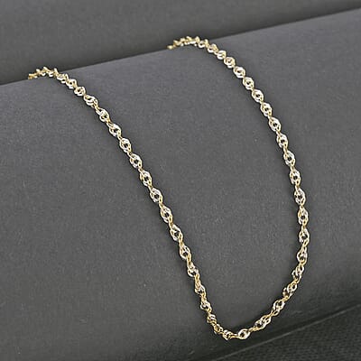 Spirali Singapore Italian 10K Yellow and White Gold Necklace 20 Inches 1.60 Grams