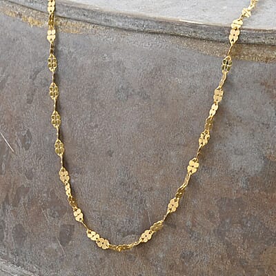 Quadrifoglio Italian 10K Yellow Gold Grande Clover Necklace 20 Inches 1.60 Grams