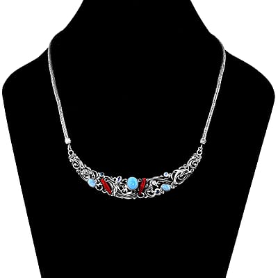 Bali Legacy Larimar and Multi Gemstone Sea Creatures Necklace 18 Inches in Sterling Silver 5.75 ctw