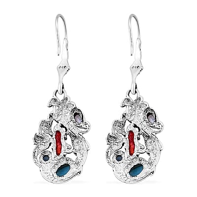 Bali Legacy Larimar and Multi Gemstone Sea Creatures Earrings in Sterling Silver 2.75 ctw