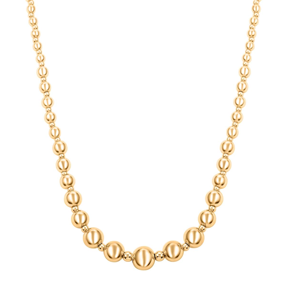 Italian 14K Yellow Gold Graduated Beads Necklace 18 Inches 5.40 Grams image number 0