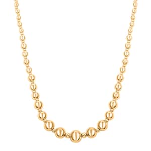 Italian 14K Yellow Gold Graduated Beads Necklace 18 Inches 5.40 Grams