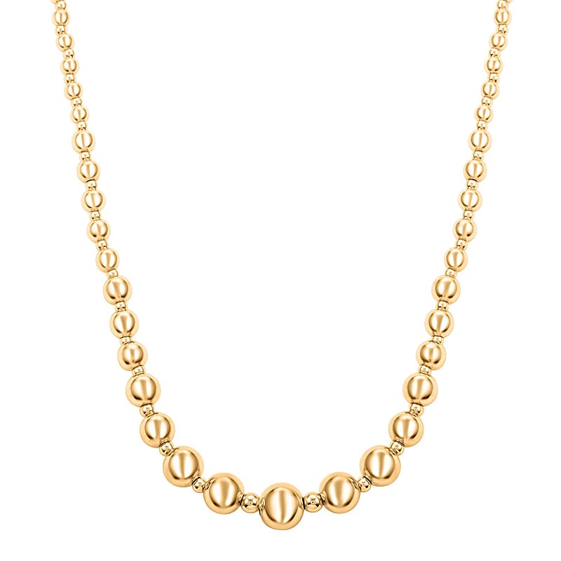 Italian 14K Yellow Gold Graduated Beads Necklace 18 Inches 5.40 Grams