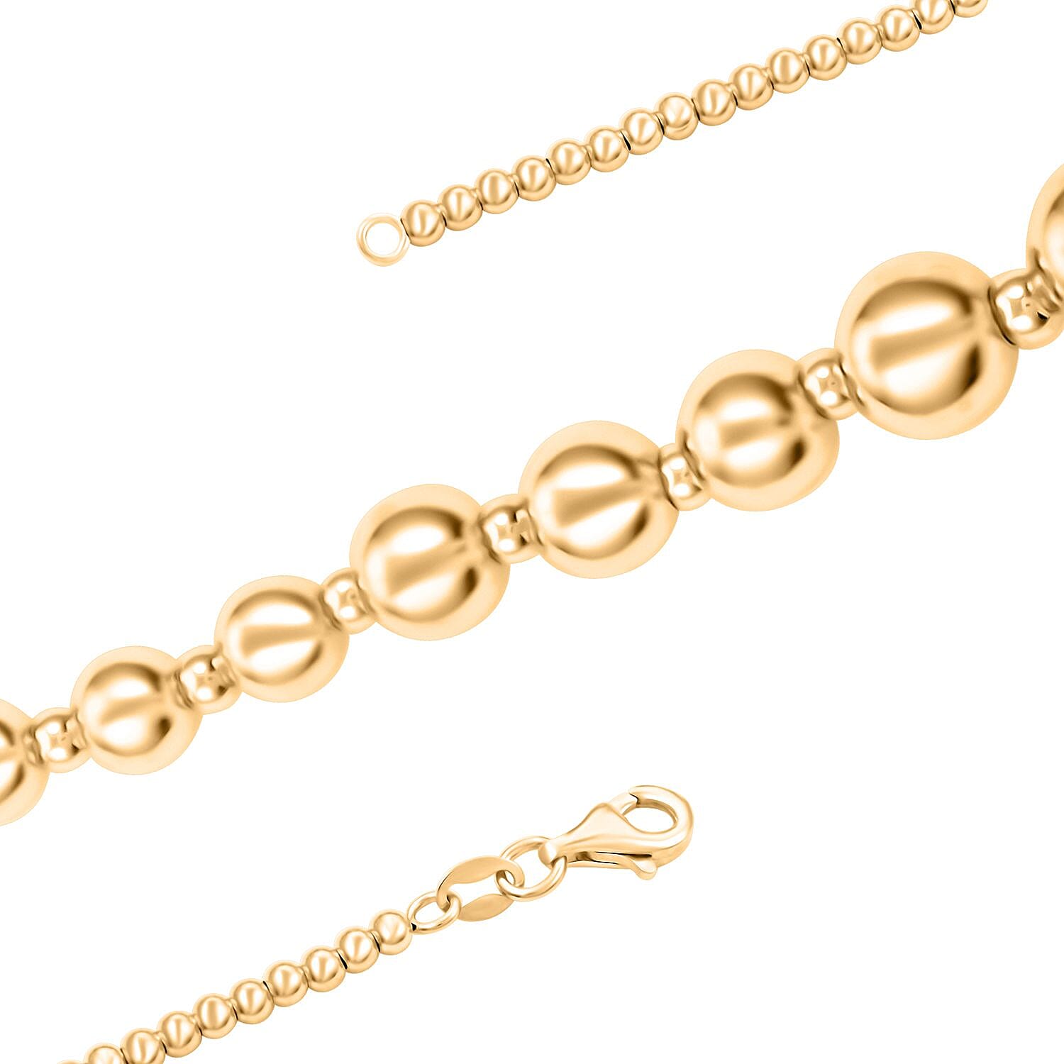 Italian 14K Yellow Gold Graduated Beads Necklace 18 Inches 5.40 Grams