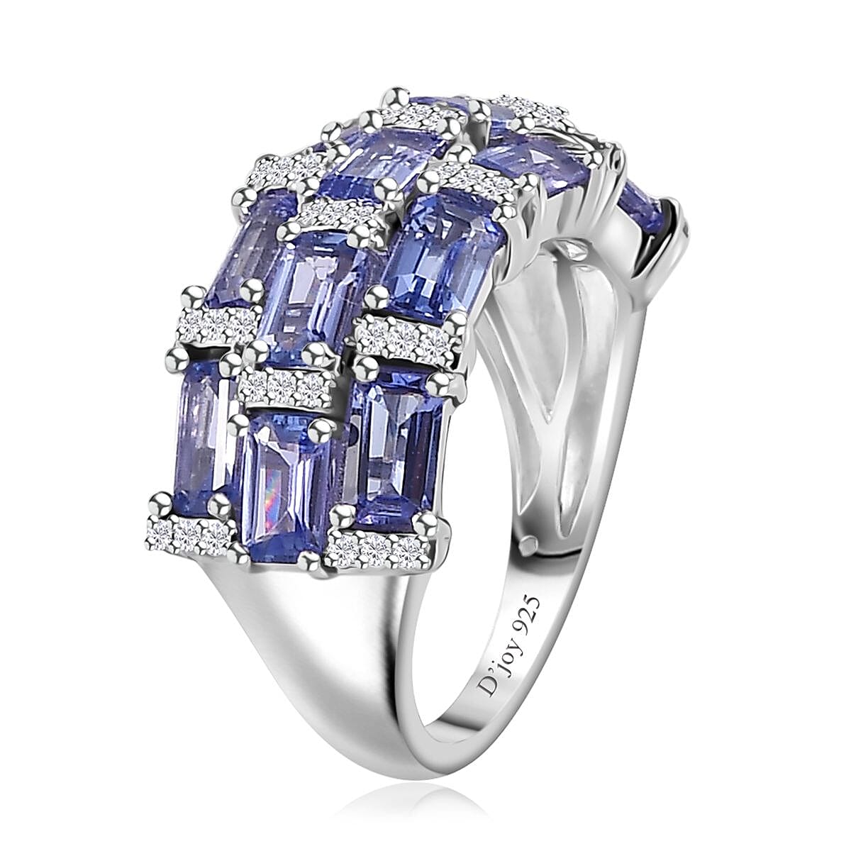 Tanzanite and Moissanite Ring in Platinum Over Sterling Silver (Size 7.0) 4.25 ctw image number 3