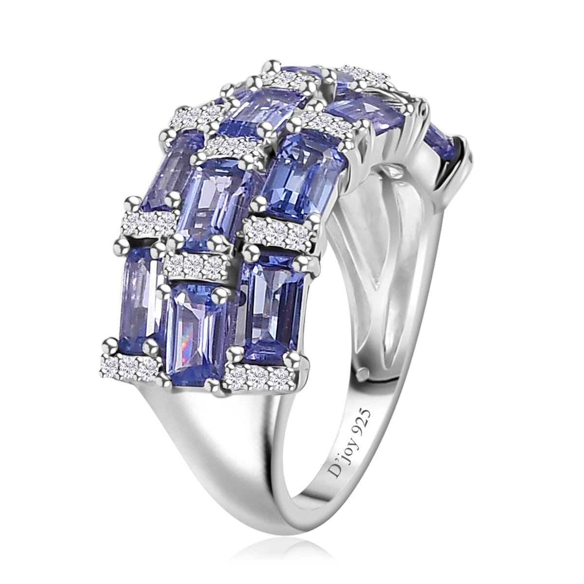 Tanzanite and Moissanite Ring in Platinum Over Sterling Silver (Size 9.0) 4.25 ctw image number 3