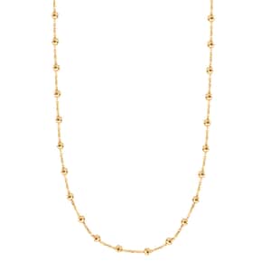 Collezione Sfere Italian 10K Yellow Gold T-Bar Beads Necklace 20 Inches 3.50 Grams
