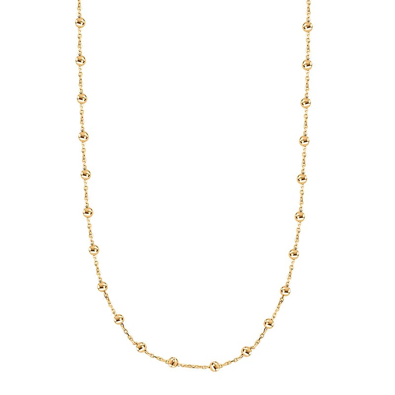 Collezione Sfere Italian 10K Yellow Gold T-Bar Beads Necklace 20 Inches 3.50 Grams