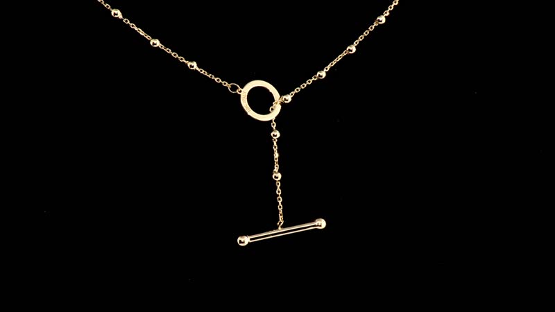 Collezione Sfere Italian 10K Yellow Gold T-Bar Beads Necklace 20 Inches 3.50 Grams