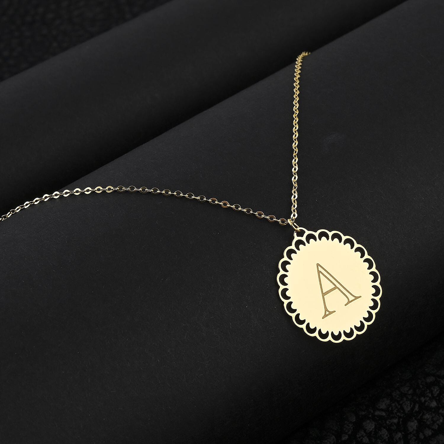 Italian Initials A Necklace in 10K Yellow Gold 1.50 Grams 18-20 Inches