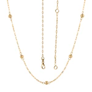 Italian 10K Yellow Gold Beads Station Necklace 18-20 Inches 1.20 Grams