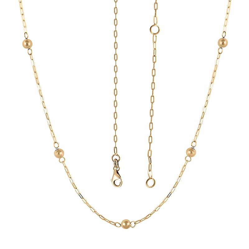 Italian 10K Yellow Gold Beads Station Necklace 18-20 Inches 1.70 Grams