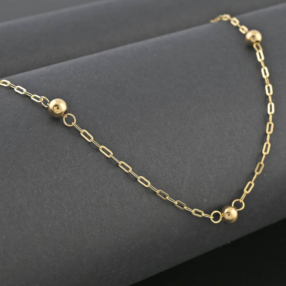 Italian 10K Yellow Gold Beads Station Necklace 18-20 Inches 1.20 Grams image number 1