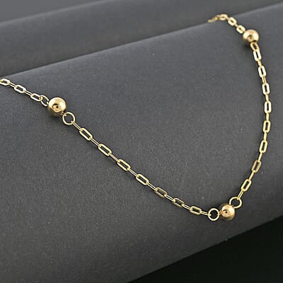 Italian 10K Yellow Gold Beads Station Necklace 18-20 Inches 1.70 Grams