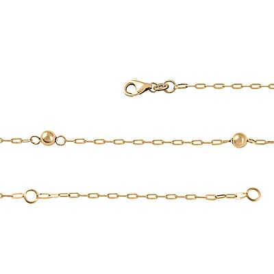 Italian 10K Yellow Gold Beads Station Necklace 18-20 Inches 1.70 Grams
