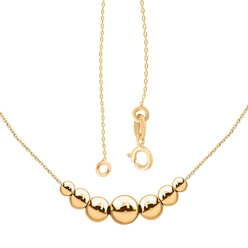 Italian 14K Yellow Gold Grad Bella Beads Necklace 18-20 Inches 0.80 Grams