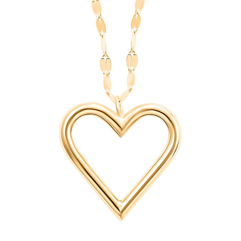 Italian Heart Pendant Necklace in 10K Yellow Gold 1.28 Grams 18-20 Inches