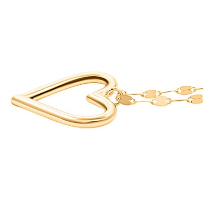 Italian Heart Pendant Necklace in 10K Yellow Gold 1.28 Grams 18-20 Inches
