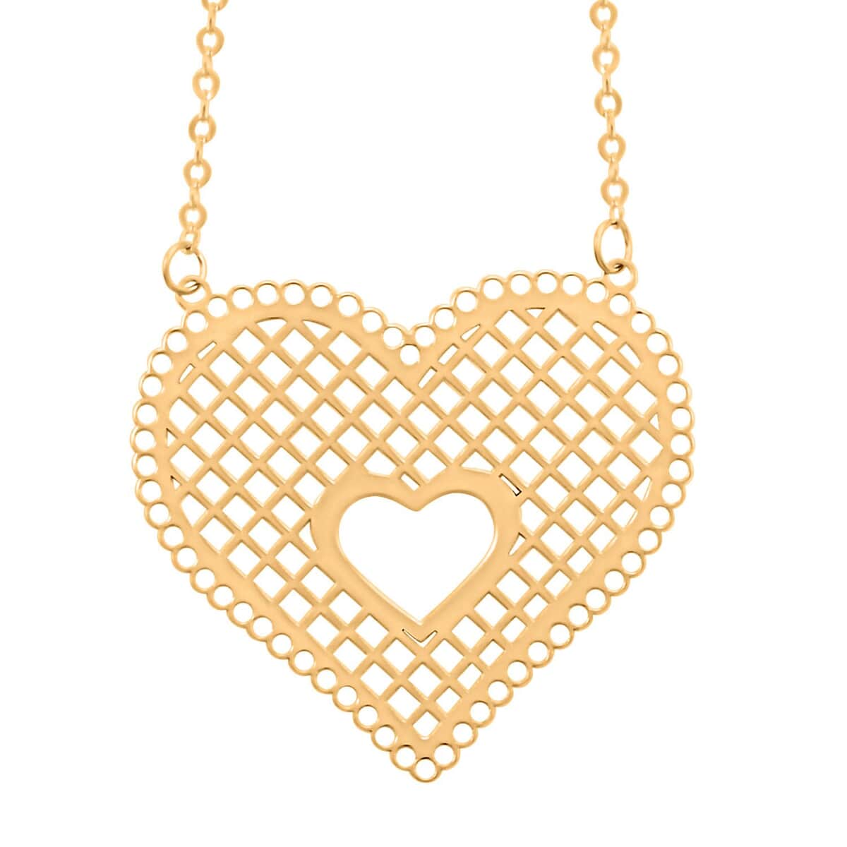 Italian Honeycomb Heart Necklace in 10K Yellow Gold 1.20 Grams 18-20 Inches image number 0