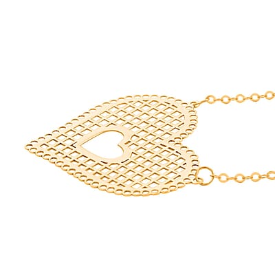 Italian Honeycomb Heart Necklace in 10K Yellow Gold 1.20 Grams 18-20 Inches
