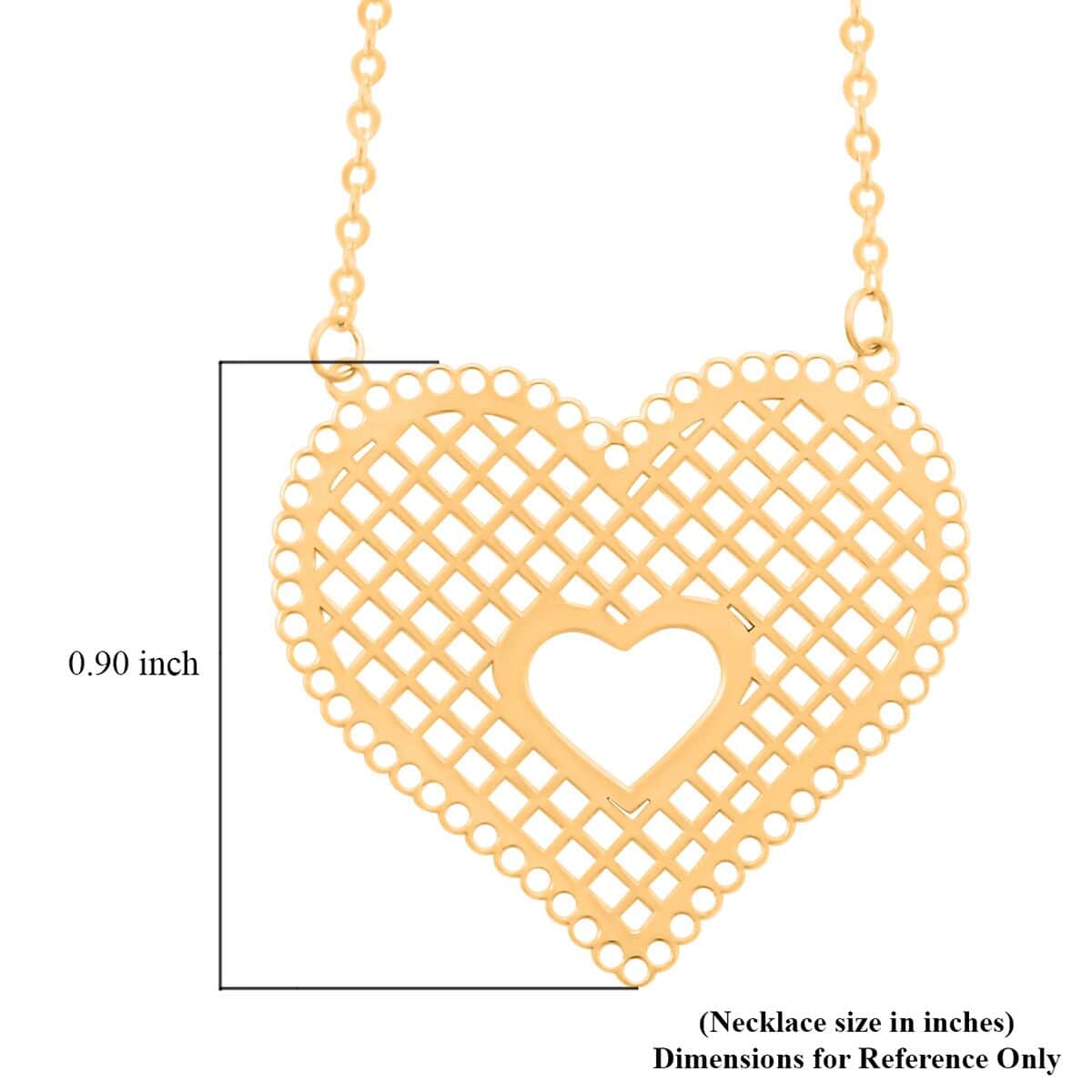 Italian Honeycomb Heart Necklace in 10K Yellow Gold 1.20 Grams 18-20 Inches image number 4