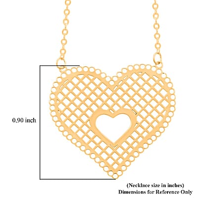 Italian Honeycomb Heart Necklace in 10K Yellow Gold 1.20 Grams 18-20 Inches