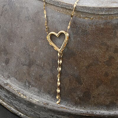 Cascata Di Luce Italian 10K Yellow Gold Heart Tassels Necklace 18-20 Inches 1.3 Grams