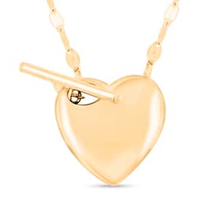 Italian T-Bar Puggy Heart Necklace in 10K Yellow Gold 1.52 Grams 20 Inches