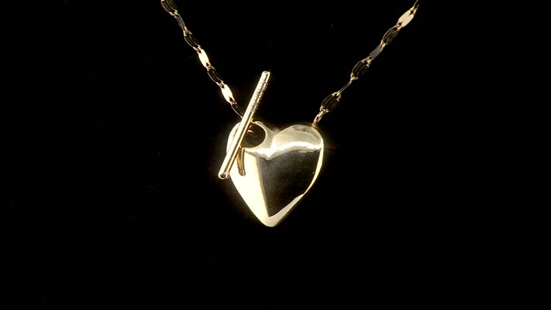 Italian T-Bar Puggy Heart Necklace in 10K Yellow Gold 1.52 Grams 20 Inches