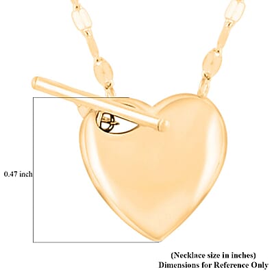 Italian T-Bar Puggy Heart Necklace in 10K Yellow Gold 1.52 Grams 20 Inches