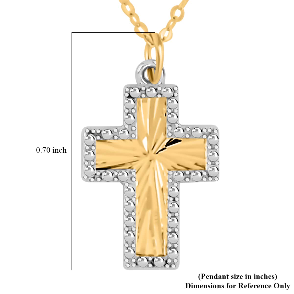 Italian 10K Yellow and White Gold Frame Cross Necklace 18-20 Inches 1.3 Grams image number 5