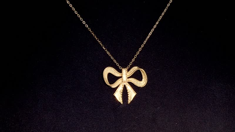 Italian 10K Yellow Gold Bow Necklace 18-20 Inches 1.70 Grams