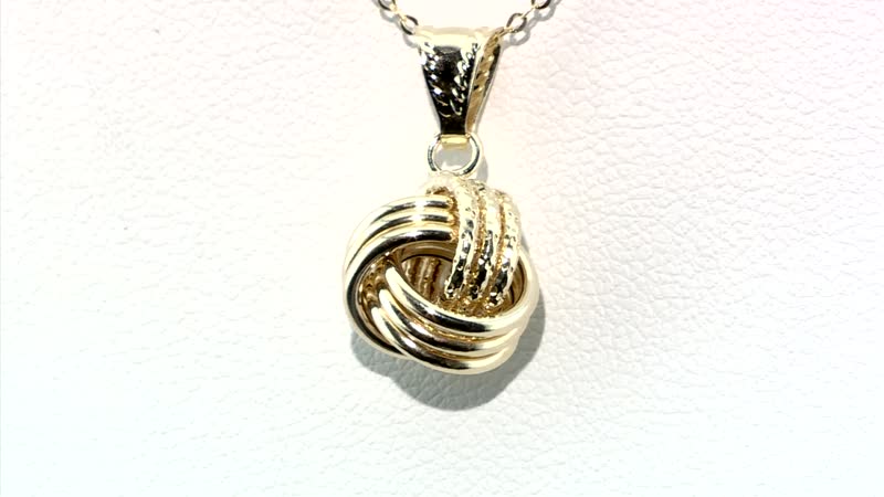 Italian Rosetta Love Knot Pendant Necklace in 10K Yellow Gold 1.30 Grams 18-20 Inches