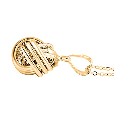 Italian Rosetta Love Knot Pendant Necklace in 10K Yellow Gold 1.30 Grams 18-20 Inches