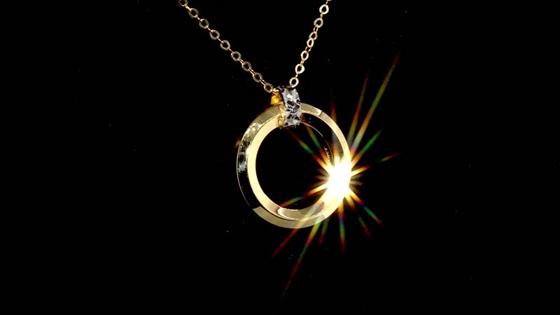 Italian Knife-Edged Circle Necklace in 10K Yellow and White Gold 1.40 Grams 18-20 Inches