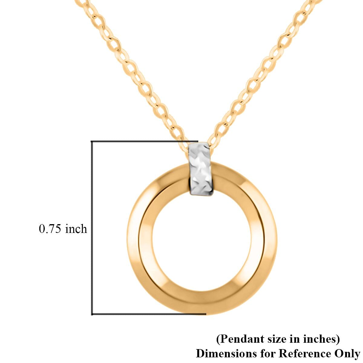 Italian Knife-Edged Circle Necklace in 10K Yellow and White Gold 1.40 Grams 18-20 Inches