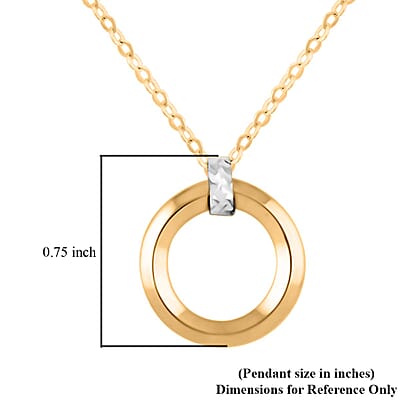 Italian Knife-Edged Circle Necklace in 10K Yellow and White Gold 1.40 Grams 18-20 Inches