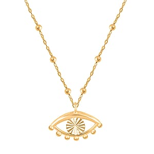 Italian 10K Yellow Gold Evil Eye Beaded Necklace 18-20 Inches 1.50 Grams