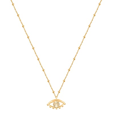 Italian 10K Yellow Gold Evil Eye Beaded Necklace 18-20 Inches 1.50 Grams