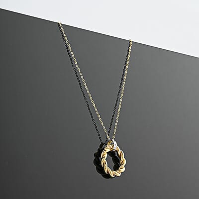 Italian 10K Yellow and White Gold Ricciolo Necklace 18-20 Inches 1.6 Grams