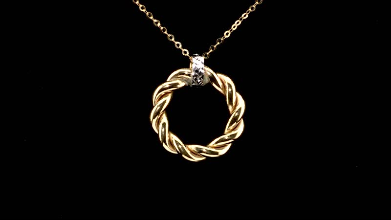 Italian 10K Yellow and White Gold Ricciolo Necklace 18-20 Inches 1.6 Grams