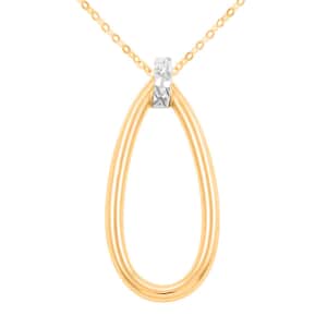 Italian 10K Yellow and White Gold Drop Necklace 18-20 Inches 1.40 Grams