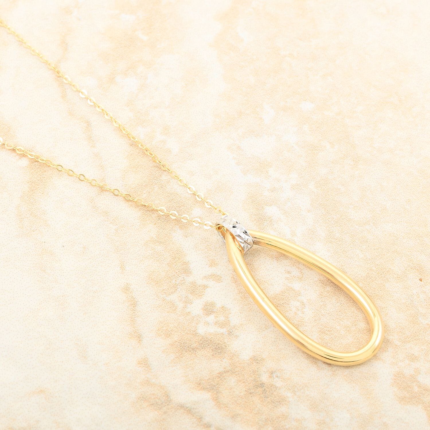 Italian 10K Yellow and White Gold Drop Necklace 18-20 Inches 1.40 Grams